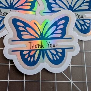 Holographic Butterfly Thank You Sticker